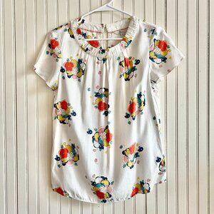 Boden floral print short sleeve blouse - loose fit - Size 4